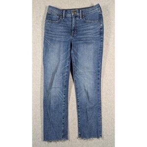 J.Crew Women Jeans 28x26 Essential Straight‎ Raw Fray Hem Medium Wash Y2k